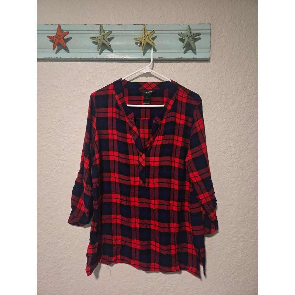 Ali Miles Plaid Blouse